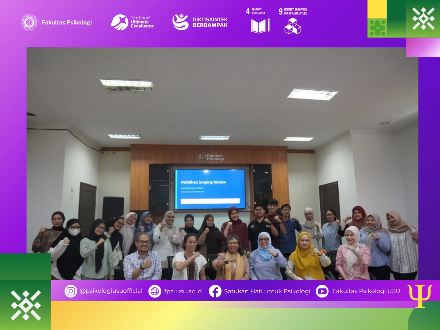 Dorong Publikasi Jurnal Internasional Bereputasi, Fakultas Psikologi USU Gelar Workshop Scoping Review Hari Pertama
